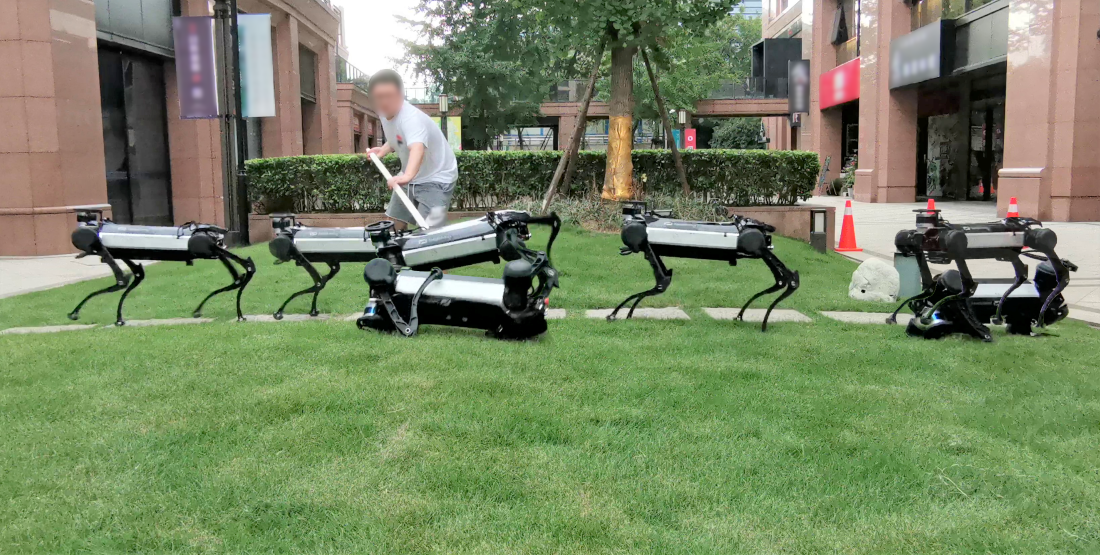 Demonstration of MELA with quadruped robot walking over grass.