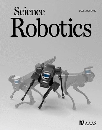 Cover of the December issue of Science Robotics including a photo of the MELA robot.