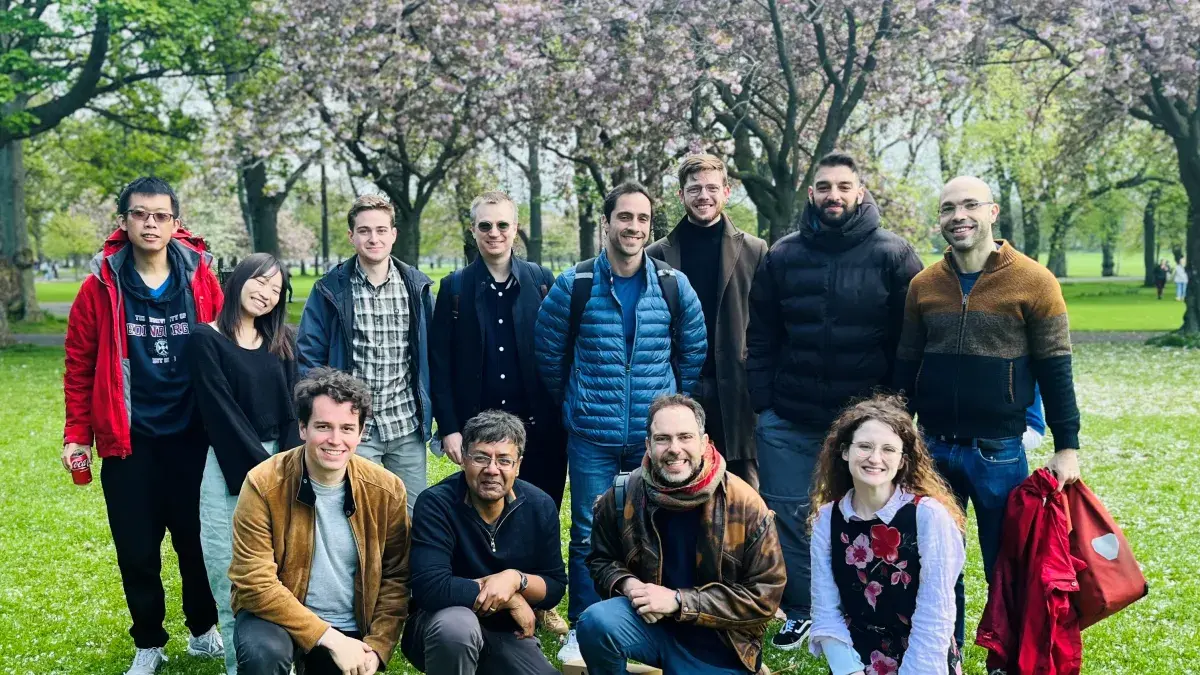 Ex-PhD student Agamemnon Krasoulis with SLMC team in the Meadows, Edinburgh