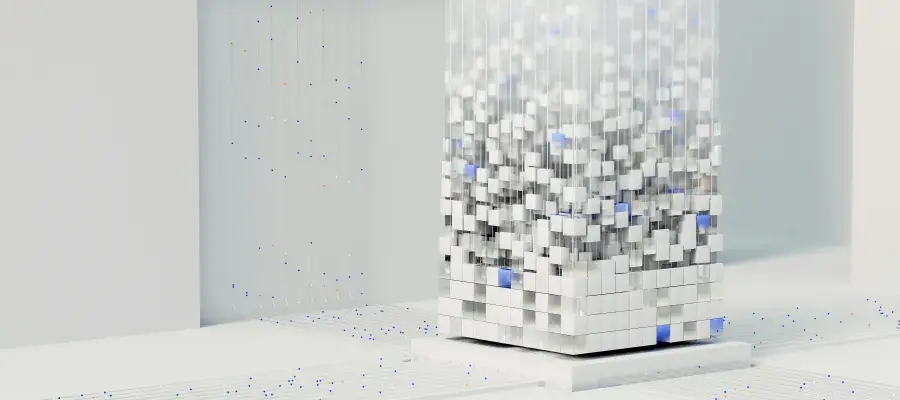Google Deepmind image of small cubes piling up