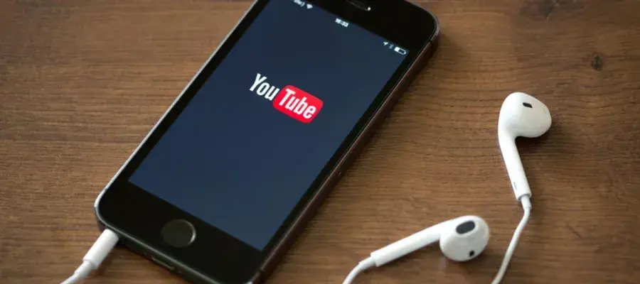 Mobile phone playing YouTube
