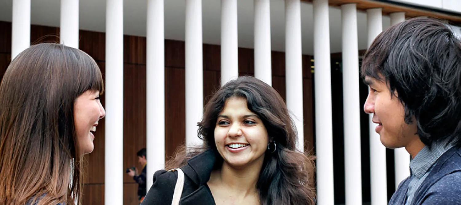 Students at the entrance to the Informatics Forum