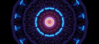 Abstract background with circular colourful glowing neon lights