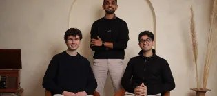 Mozart founders CEO Sundar Arvind (seated), CCO Arjun Khanna, and Pascual Merita Torres CTO