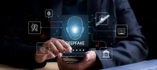 Deepfake concept ,Facial tracking, detection and recognition technology, Security system. Cyber security and Security password login online concept.