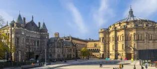 Teviot Row House Student Union, Reid Concert Hall and McEwan Hall on Bristo Square