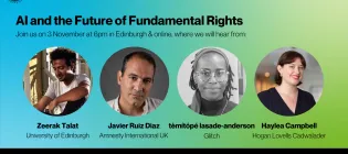 Technomoral Conversations: AI and the Future of Fundamental Rights. Join us on 3 November at 6pm in Edinburgh &online, where we will hear from: Zeerak Talat (University of Edinburgh), Javier Ruiz Diaz (Amnesty International UK), tèmítópé lasade-anderson (Glitch), and Haylea Campbell (Hogan Lovells Cadwalader).