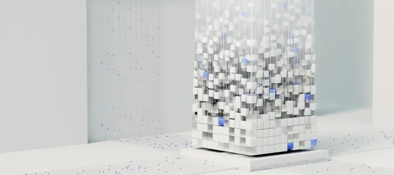 Google Deepmind image of small cubes piling up