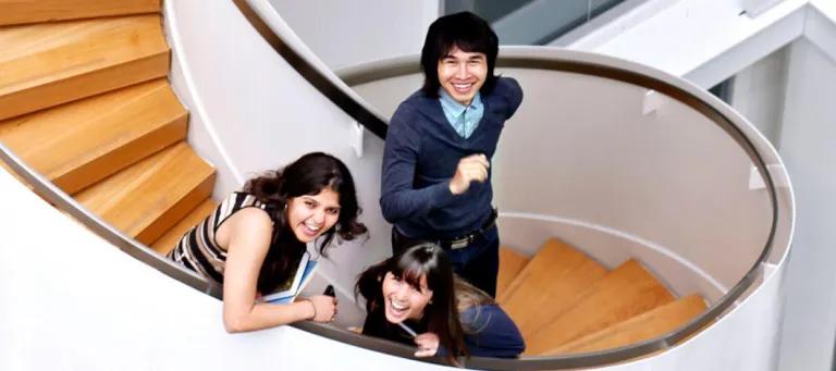 Students on a spiral staircase