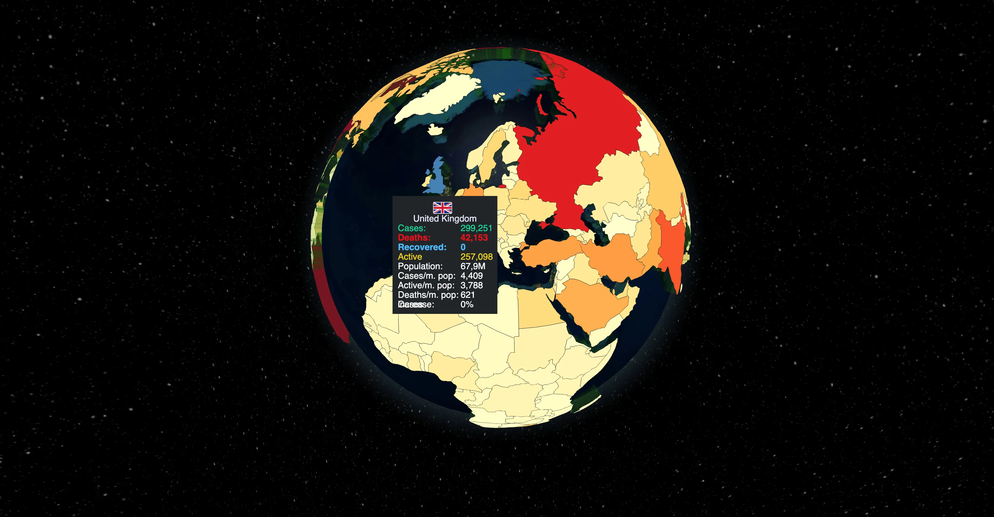 Covid19livespread 3D globe