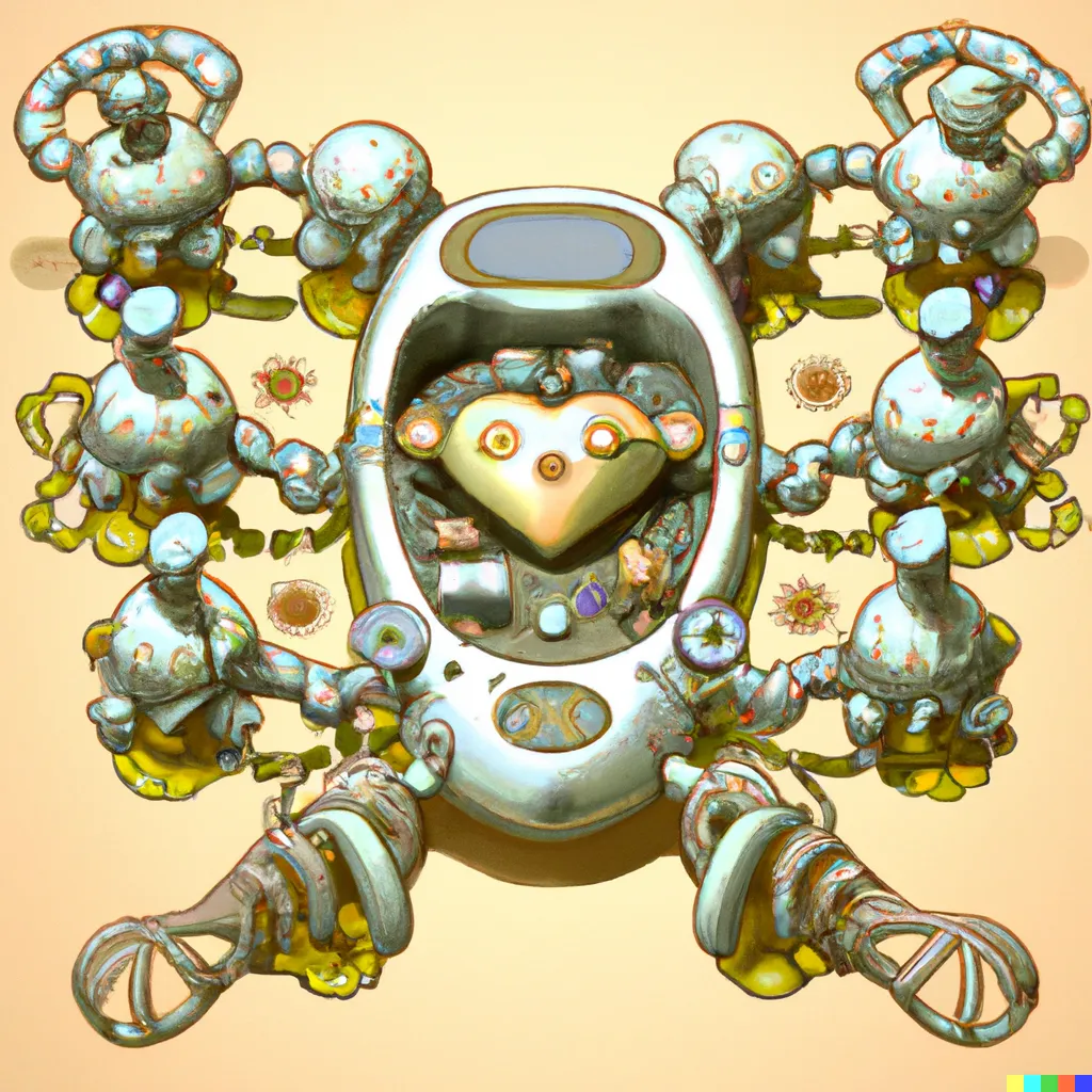 Artistic illustration of a machine with heart at the center