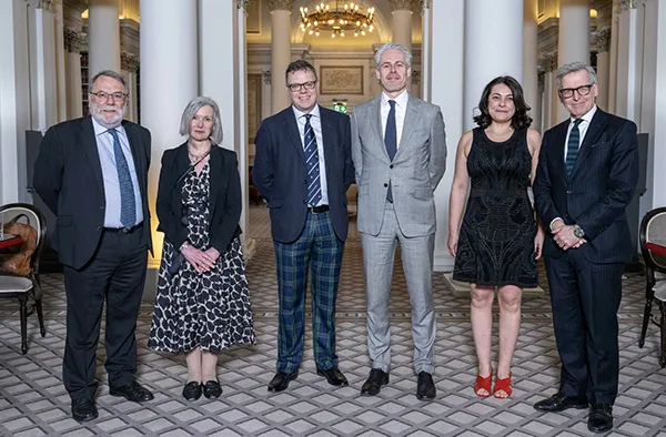 Photograph of Professor Sir Peter Knight, Professor Jane Hillston, Michael Cuthbert, Professor Iain Gordon, and Roger McKinlay