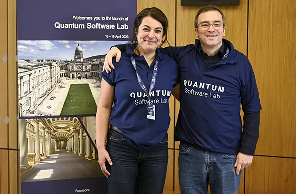 Photograph of Elham Kashefi and Simone Severini, Director, Quantum Technologies, Amazon Web Services