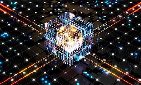 Futuristic high-tech computer Network concept with artificial intelligence