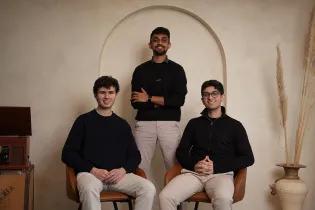 Mozart founders CEO Sundar Arvind (seated), CCO Arjun Khanna, and Pascual Merita Torres CTO